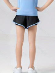 Girls Elastic Waist Contrast Binding Track Shorts Kids Summer Clothes