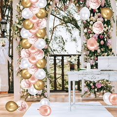 50pcs 12in Rose Golden Confetti Balloon Set - Party, Wedding Shower Decoration