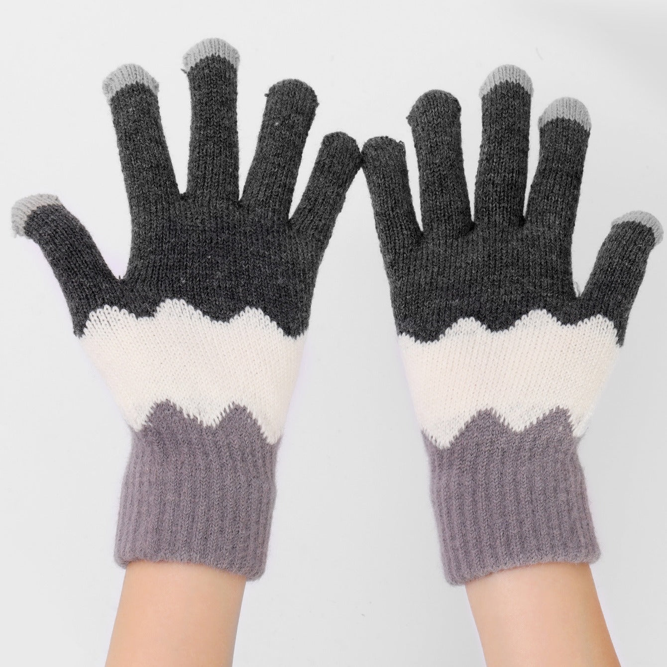 Plush Gloves Cycling Knitted Gloves Autumn And Winter Girls Cold-proof