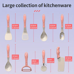 Girls Cooking Kitchen Toy Set with Realistic Kitchenware