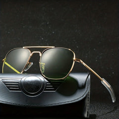 AO Men's Square Frame Metal Anti Light Sunglasses