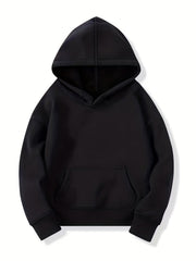 Boys Casual Solid Pullover Hooded Long Sleeve Sweatshirt