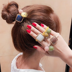 3pcs Beaded Hair Elastics Ties Stretchy Rubber Bands Ponytail Holder Girls