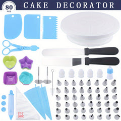 80pcs Cake Decorating Supplies Kit With Cake Turntable Cake Leveler