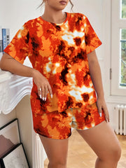 Tie Dye Lounge Set Soft T shirt & Shorts Pajama Two Piece