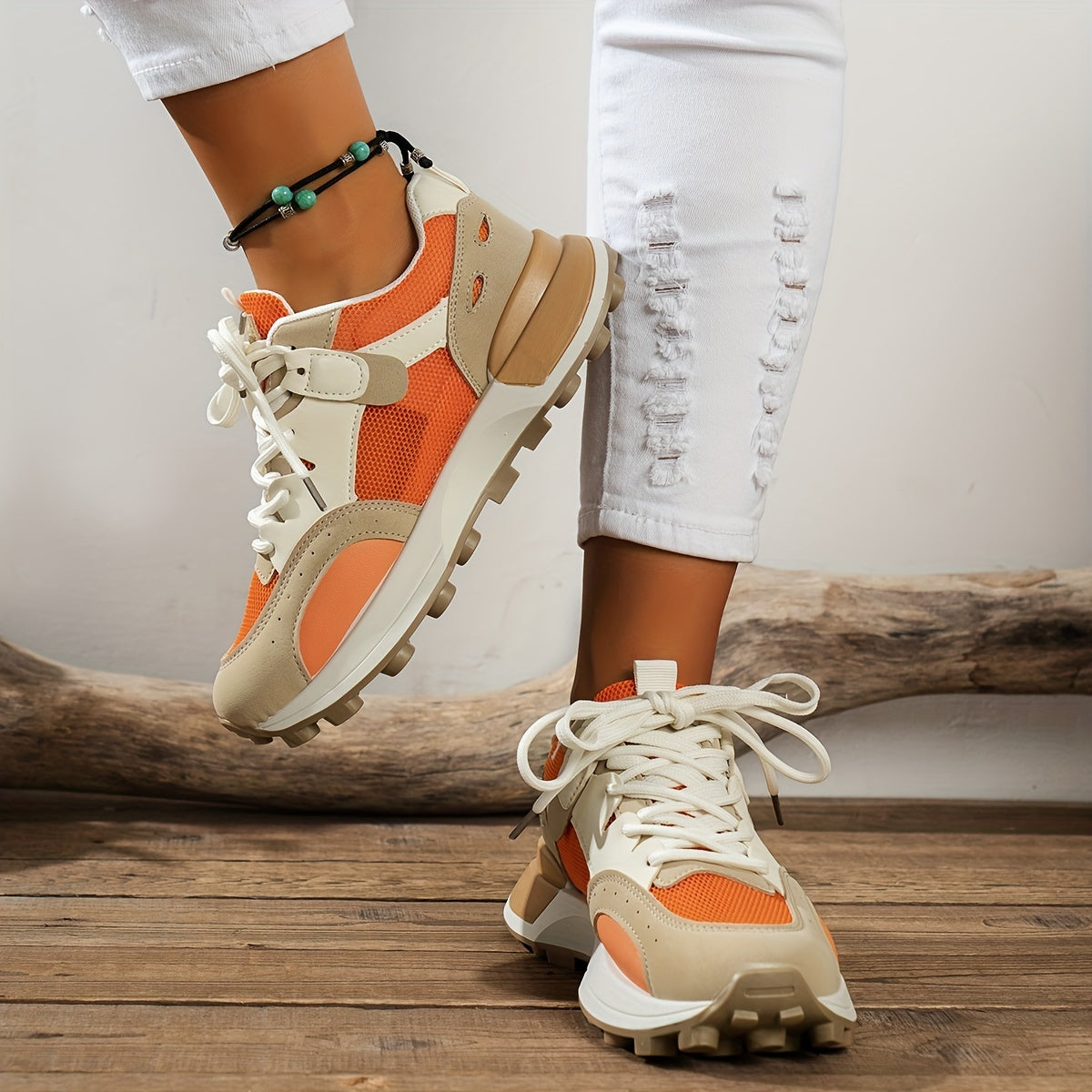 Block Mesh Chunky Sneakers Lightweight Shock Absorption Dad Shoes