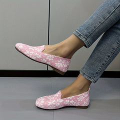 Floral Print Flat Shoes Lightweight Slip On Shoes