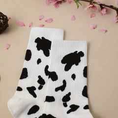 Cow Spot Print Socks Women's Stockings