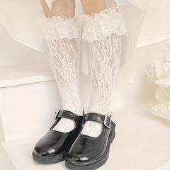 Princess Silk Satin Bow Lolita Mid Tube Socks