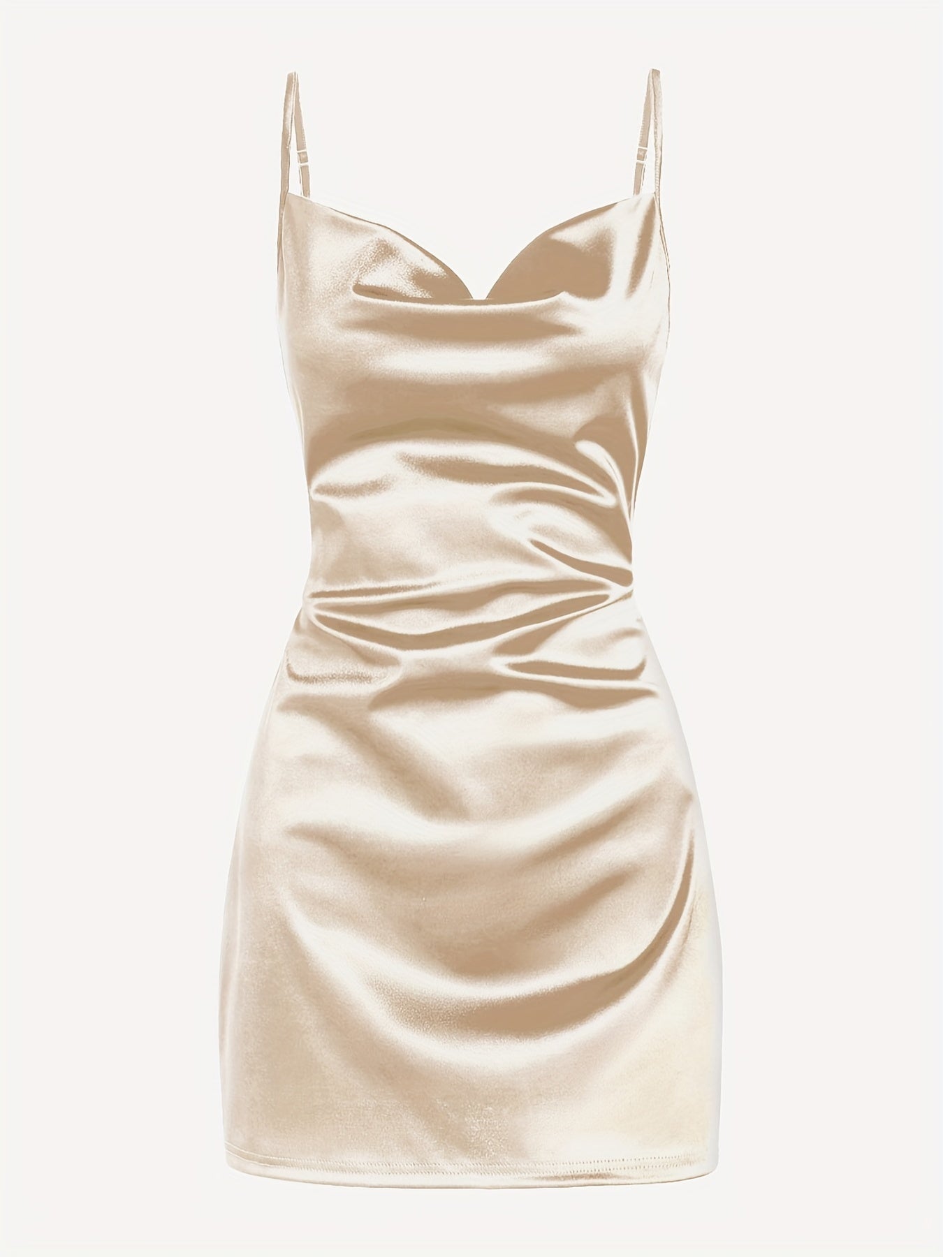 Solid Cowl Neck Bodycon Cami Dress
