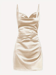 Solid Cowl Neck Bodycon Cami Dress