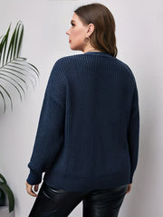 V Neck Long Sleeve Pullover Sweater Medium Stretch