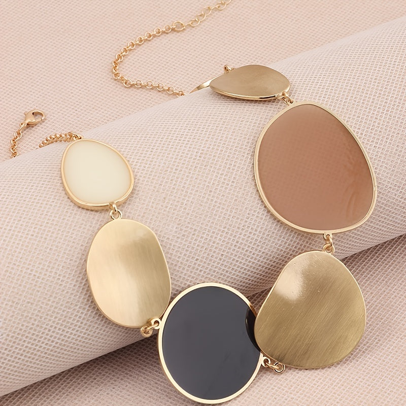 Minimalist Asymmetrical Colorblock Necklace Exaggerated Geometric Creativity
