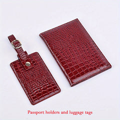 Crocodile Pattern Glossy Passport Holder PU Leather ID Card Holder