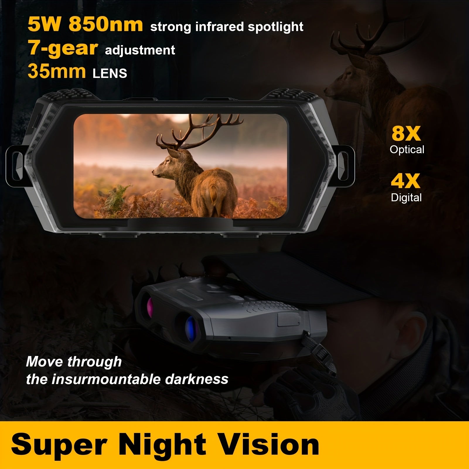 NV5100 Digital Binoculars 4X Zoom 1080p Video 1900ft Viewing In Darkness