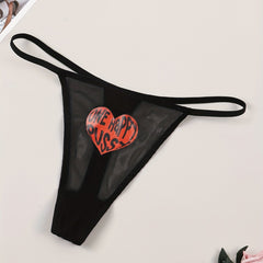Letter & Heart Print Seamless Thongs Low Waist Intimates Panties