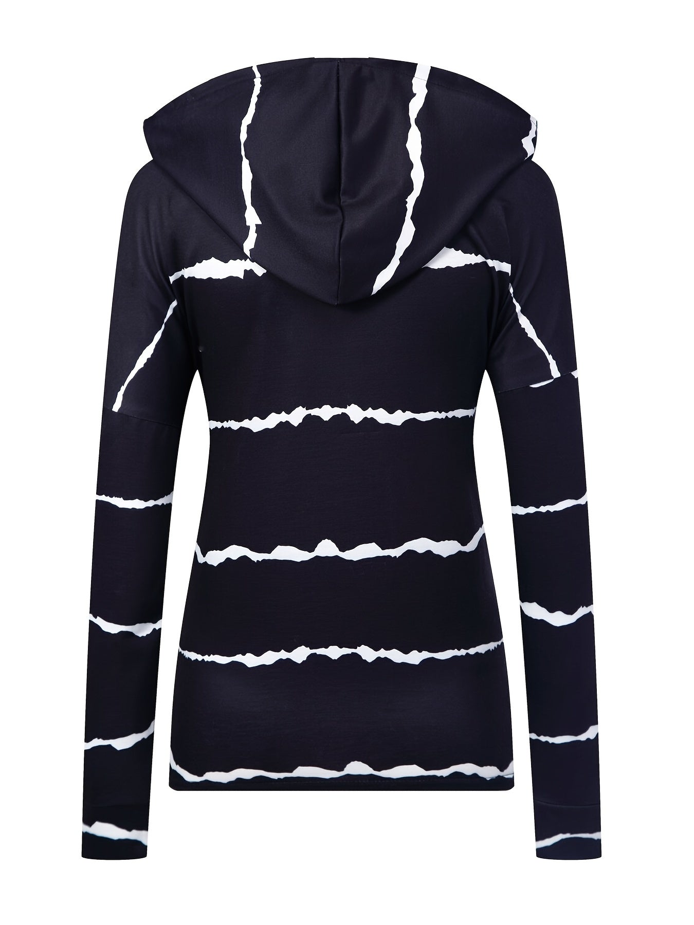 Tie Dye Striped Print Drawstring Loose Hoodie Casual Hooded Long Sleeve