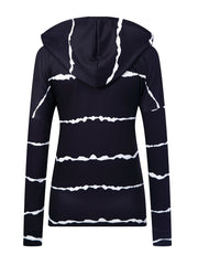 Tie Dye Striped Print Drawstring Loose Hoodie Casual Hooded Long Sleeve