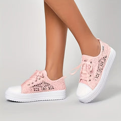 Women's Hollow Out Lace-Up Platform Walking Shoes