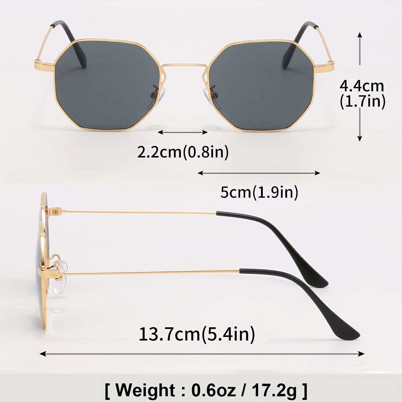 Men's Vintage Polygon Frame Sunglasses Gradient UV Protection