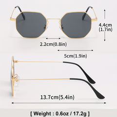 Men's Vintage Polygon Frame Sunglasses Gradient UV Protection
