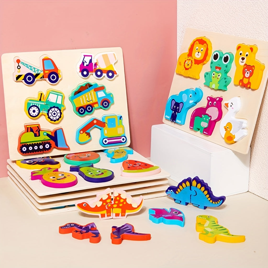 Wooden 3D Buckle Puzzle for Baby's Early Education