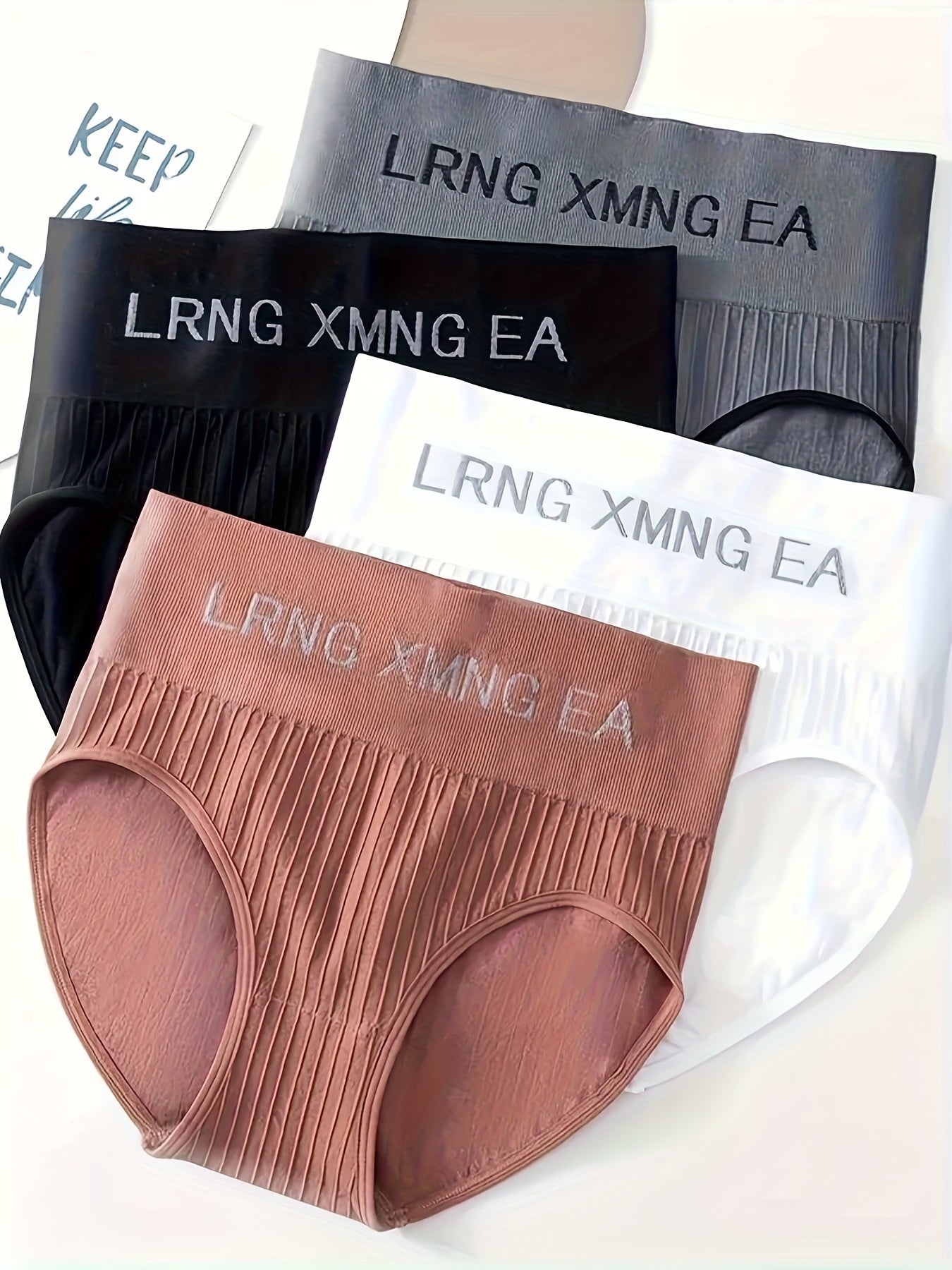 4pcs High Waist Letter Print Briefs Comfy & Breathable Panties Women's Lingerie