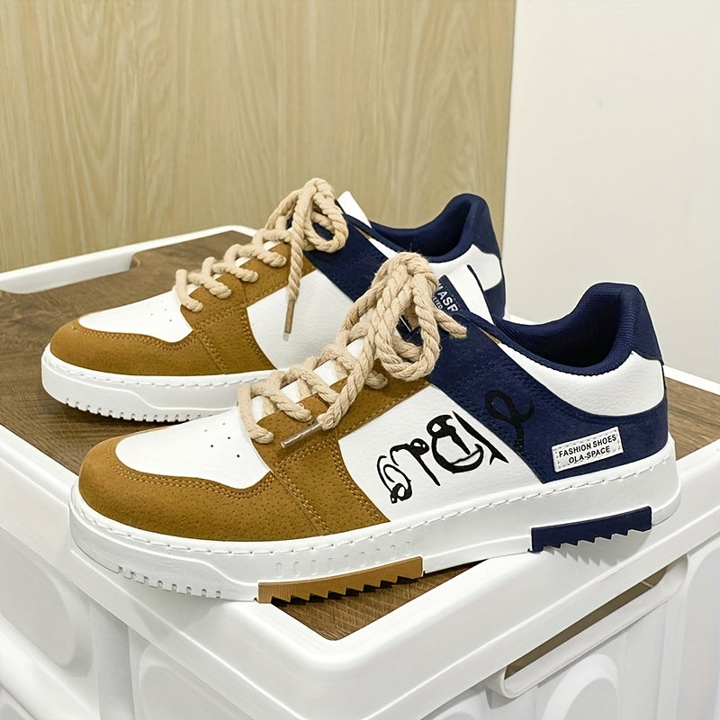 Men's Block Lace-up Skate Shoes Outdoor Casual Sneakers