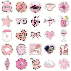 Pink Vinyl Stickers Cartoon Decals for Laptops Water Bottles Phones & More