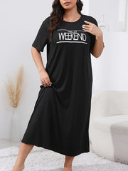 Casual Lounge Dress Women's Plus Letter Graphic Short Sleeve