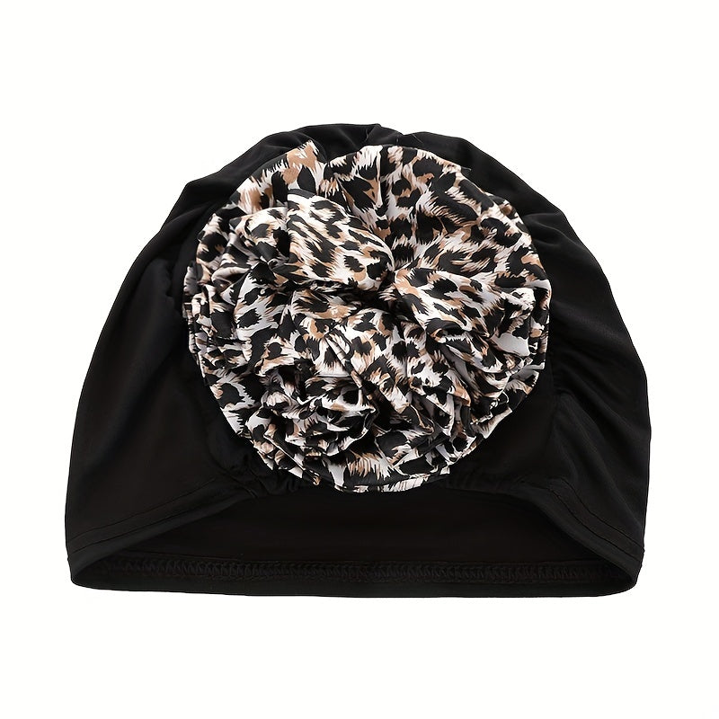 Leopard Print Inner Cap Turban Elastic Underscarf Bonnet Women Head Wrap Hijab