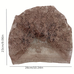Flower Embroidery Lace Beanie Thin Breathable Turban Cap Head Wrap