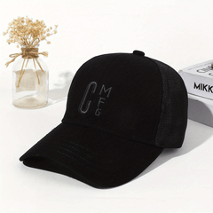 Letter Embroidery Mesh Trucker Hat Solid Cotton Breathable Baseball Cap