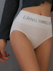 4pcs Letter Print Sports Briefs Stretchy Intimates Panties Women's Lingerie