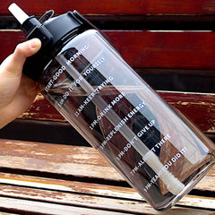 2000ml Portable Water Cup Lightweight Bottle Straw Fitness Outdoor Sports
