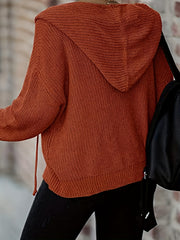 Casual Cardigan Women's Plus Solid Drawstring Zip Up Hoodie