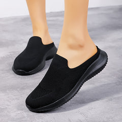 Breathable Anti Slip Knitted Running Shoes Lightweight Backless Slip On Slippers