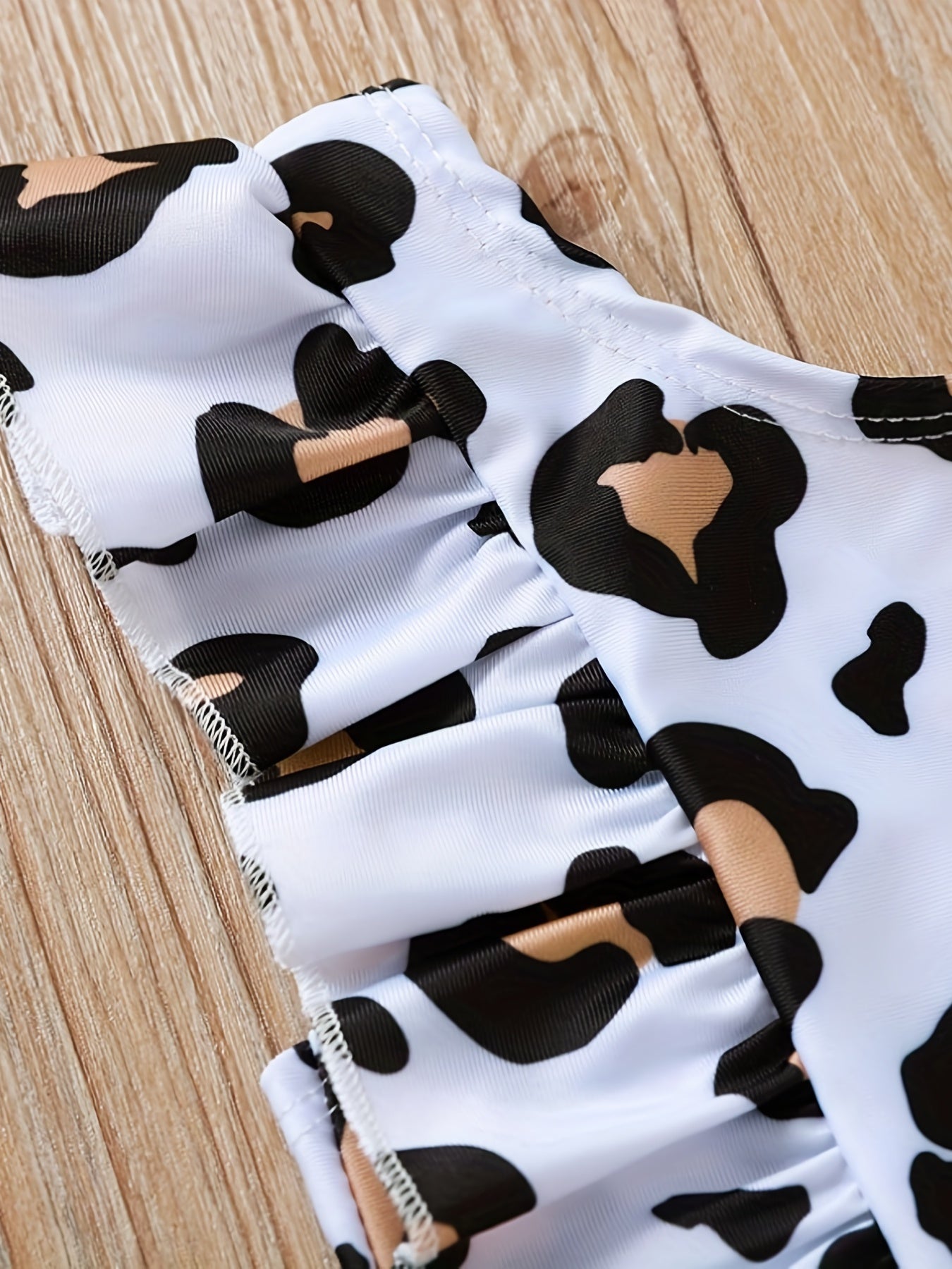 Leopard Print Ruffle Trim Swimsuit for Baby Girls