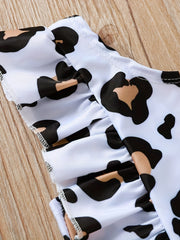 Leopard Print Ruffle Trim Swimsuit for Baby Girls