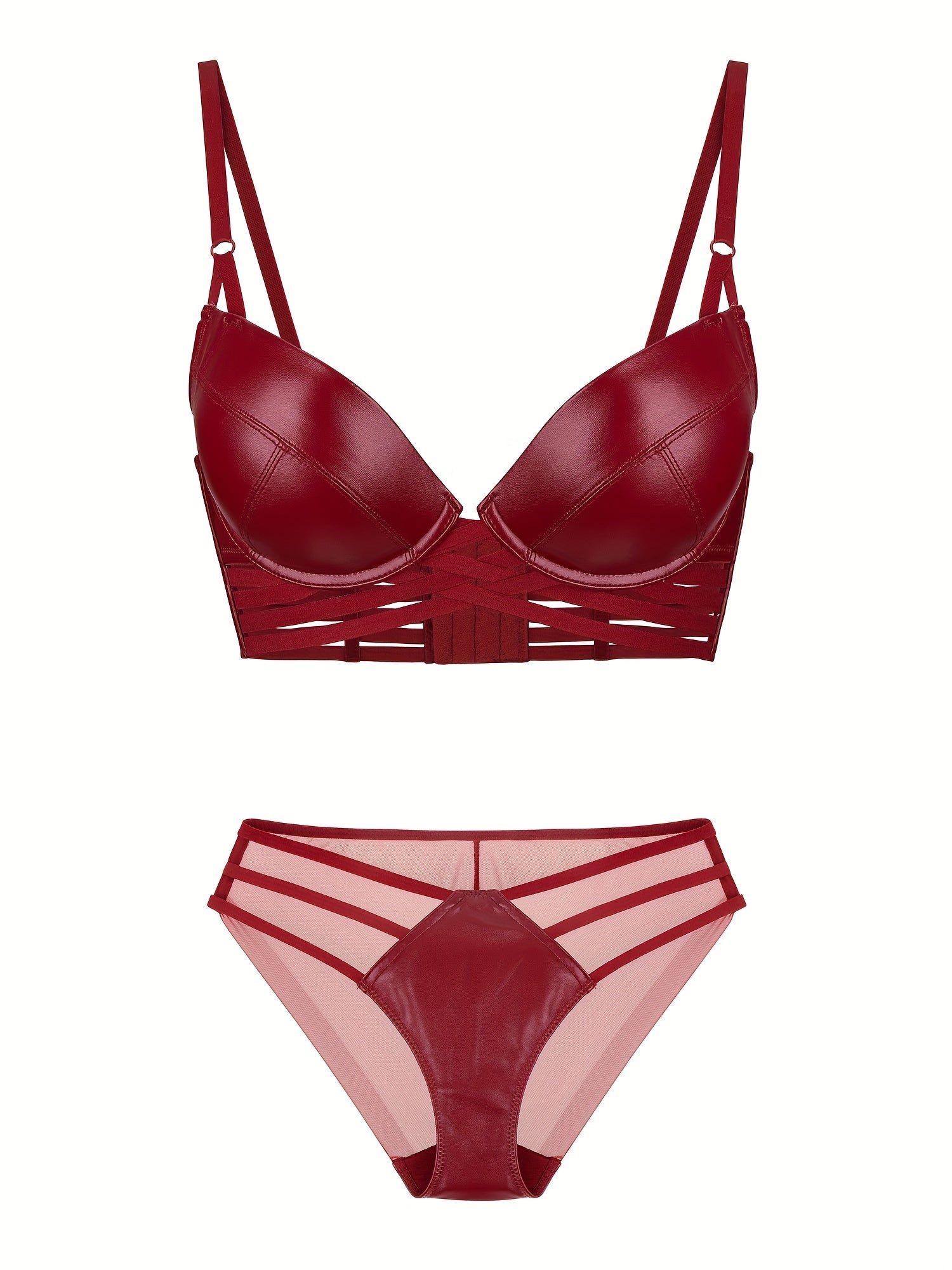 Solid Push Up Bra & Cut Out Panties Lingerie Set
