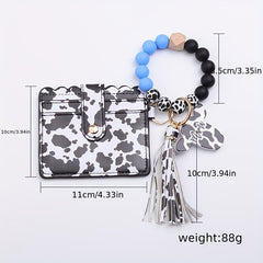Cow Pattern Wallet with Wristlet Keychain
