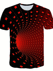 Optical Illusion Men's T-shirt Stretch Tees For Summer