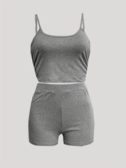 Spaghetti Strap Cami Top & Biker Shorts Set
