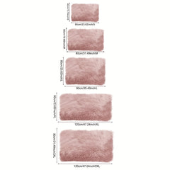 Pink Faux Wool Plush Mat for Living Room Coffee Table Sofa Rug