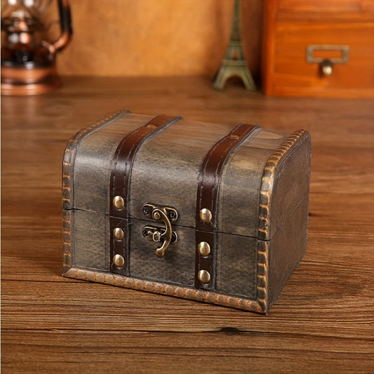 Vintage Wooden Jewelry Box for Christmas Chinese Style Props Decoration