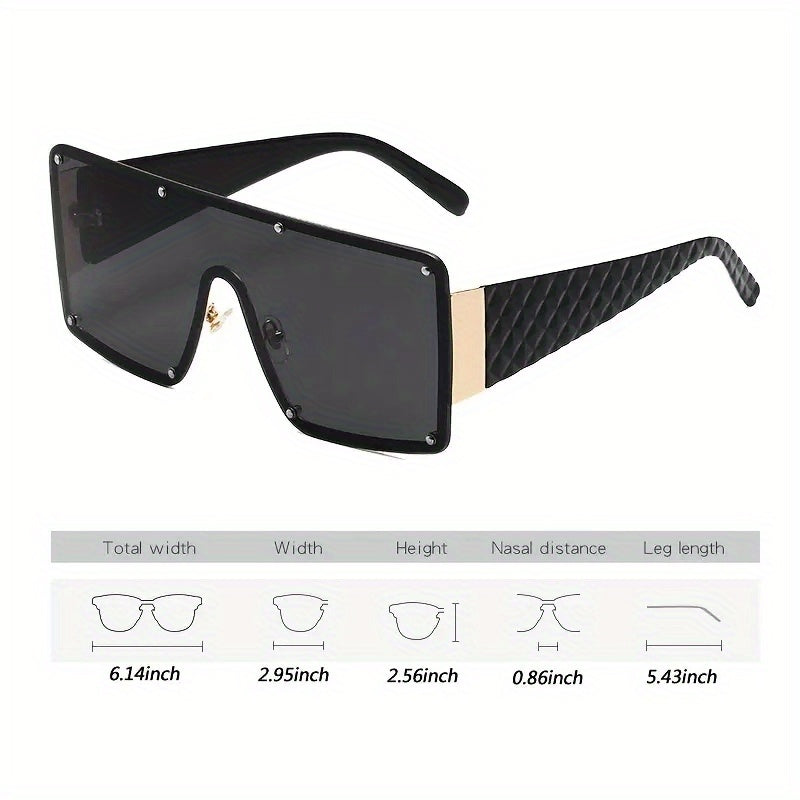 Oversized Rivet Ombre Lens Shield Sunglasses UV400