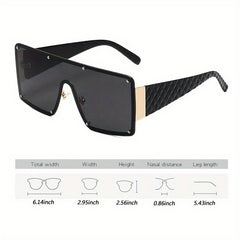 Oversized Rivet Ombre Lens Shield Sunglasses UV400
