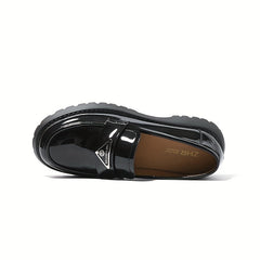 Women's Chunky Heel Loafers Comfortable Closed Toe Slip-On Shoes
