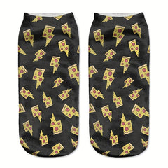5 Pairs Cartoon Food Print Socks Comfy & Funny Low Cut Socks Women's