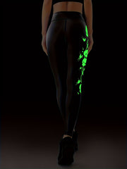 Fluorescent Halloween Skeleton Hands Print Sports Leggings